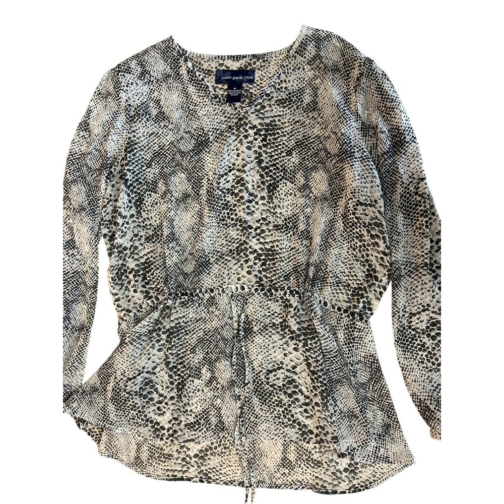 Susan Graver Women's Printed Liquid Knit Top M Long Sleeve - Picture 4 of 11